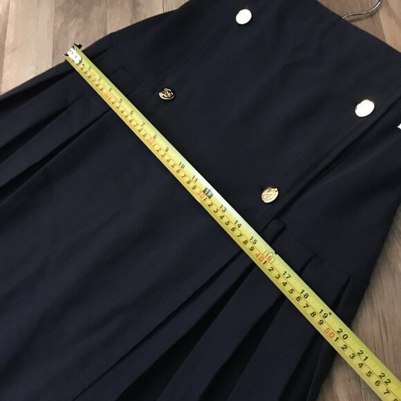 Designer Double-Breasted Pleated Official Military Skirt 28W - Picture 9 of 12